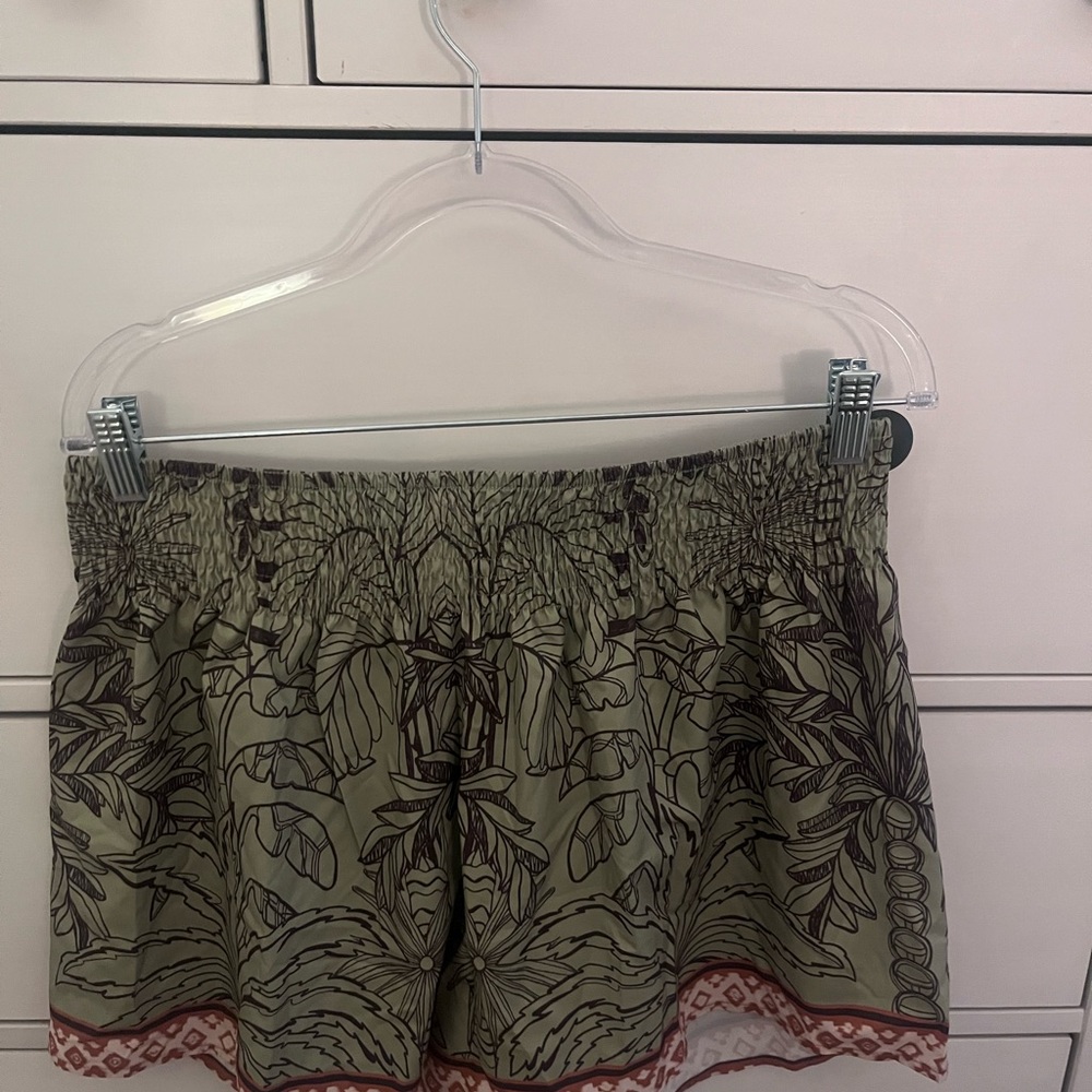 Green and Brown Leaf Print Shorts